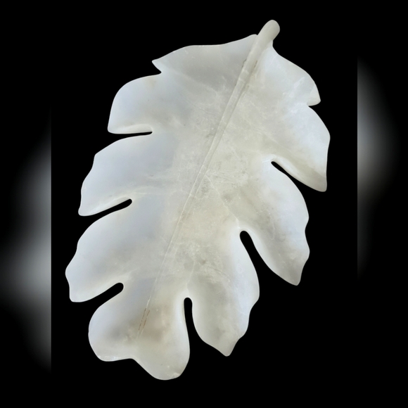 Tray White Alabaster Leaf Made in ITALY